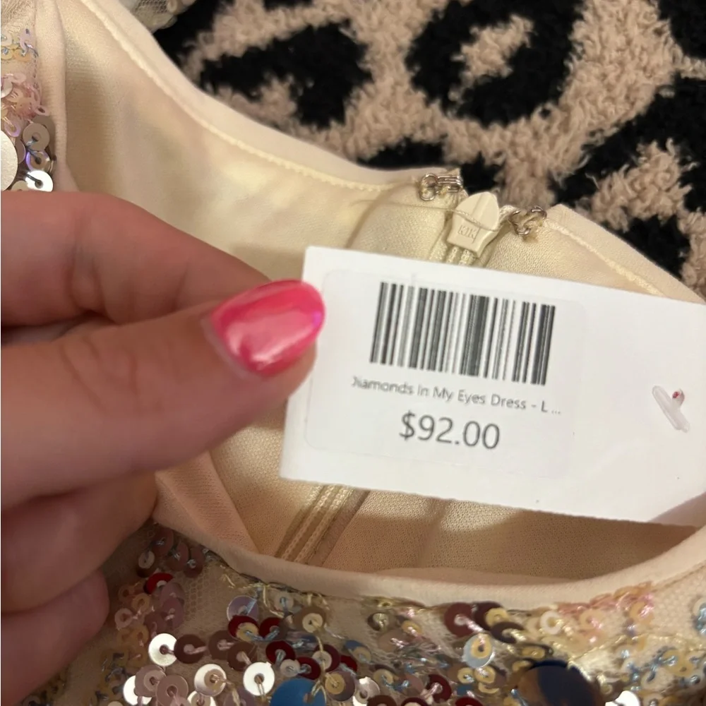 floral sequin embellished mini dress with puff sleeves NWT🦋✨ - Picture 7 of 7